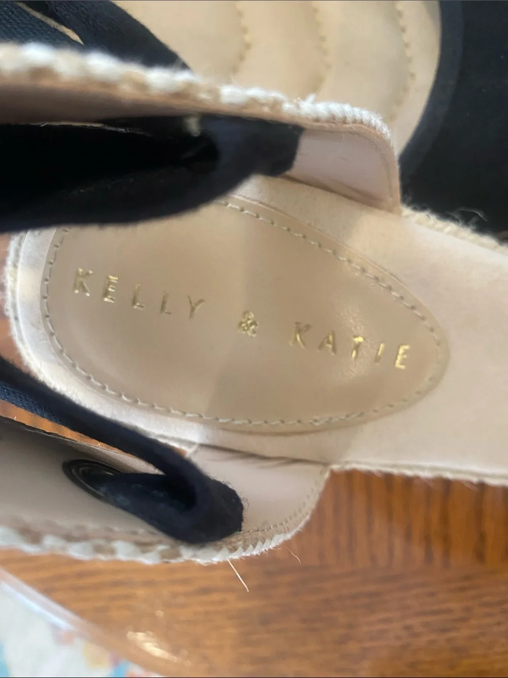 Kelly & Katie Black Espadrille Wedge Tie-Up Sandals